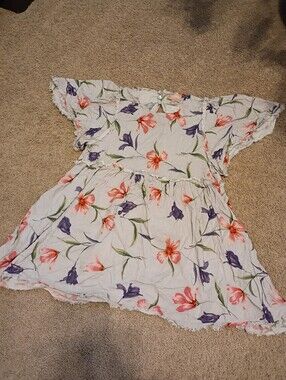 Show Me Your MuMu Brooks Baby Doll Mini Dress - White with Pink & Purple Flowers